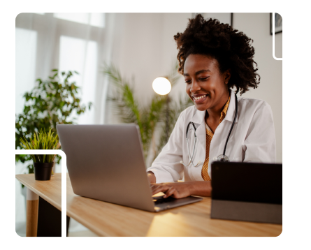 image: Elderly woman and nurse smiles